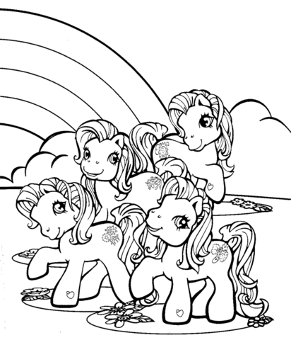 Little Pony Near Rainbow  Coloring Page